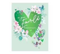 Words 'n' Wishes Your Emerald Anniversary Card, Celebrating 55 Years of Marriage, Large Foiled Heart and Flowers, 21.6 x 16.5 cms, Emerald