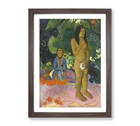 Words Of The Devil By Paul Gauguin Classic Painting Framed Wall Art Print, Ready to Hang Picture for Living Room Bedroom Home Office Décor, Walnut A3 (34 x 46 cm)