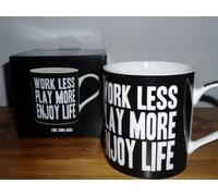 Words of Wisdom Mug - WORK LESS PLAY MORE ENJOY LIFE - Gift Boxed (LP32887)