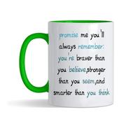 Words to Remember - A Daily Dose of Strength and Belief, Inside Coloured Mug,Ceramic Coffee, Tea Mug. (Green)