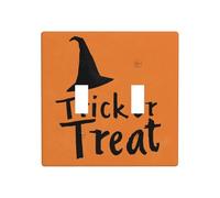Words Trick Or Treat Witch Hat Double Gang Toggle Light Cover Wall Plate Switch Decor Standard Size - 11.4x11.4cm