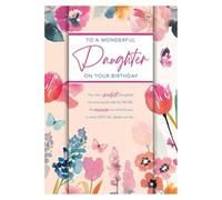 Words & Wishes Female Relation 'Happy Birthday' Greetings Card - From The Thoughts Of You Range - Floral Concertina Fold Card With Thoughtful Verse (Daughter)