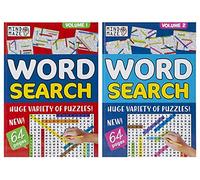 Wordsearch Puzzle Books A4 size Wordsearch Compilation Compendium Volumes 1 or 2 with Free Pen (ONE)