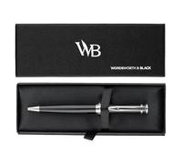 Wordsworth and Black Ballpoint Pen Black Lacquer- Stunning Luxury Pen Chrome Finish, Ink Refill, Best Gift Set for Men & Women, Refillable, Elegant, Nice Pens, Fine Point