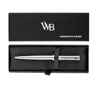 Wordsworth and Black Ballpoint Pen Silver Lacquer- Stunning Luxury Pen Chrome Finish, Ink Refill, Best Gift Set for Men & Women, Refillable, Elegant, Nice Pens, Fine Point