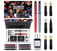 Wordsworth and Black Calligraphy Pen Set - Grey - Includes 2 Calligraphy Pens, 18 ML Ink Bottle, 60 Ink Cartridges, A Refill Converter, 1 Medium and 4 Broad Nibs, Brush Pen