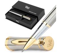 Wordsworth and Black Rollerball Pen - Luxury Pen - 24K Gold Finish, Silver Lacquer, Ink Refill, Refillable Gift for Men & Women, Professional Writing, Nice and Fancy Pens and for Work