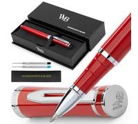 Wordsworth and Black Rollerball Pen - Luxury Pen - Chrome Finish, Red Lacquer, Ink Refill, Refillable Gift for Men & Women, Professional Writing, Nice and Fancy Pens and for Work