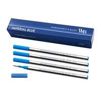 Wordsworth and Black Rollerball Pen Refills [Blue], Set of 4, Replaceable Refills - Fine Tip, Quick Drying Blue Ink, Standard Size Rollerball Pens, Smooth Writing