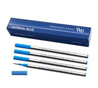 Wordsworth and Black Rollerball Pen Refills [Blue], Set of 4, Replaceable Refills - Medium Tip, Quick Drying Blue Ink, Standard Size Rollerball Pens, Smooth Writing