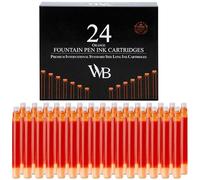Wordsworth & Black 24 Pack Fountain Pen Ink Refills - Set of 24 Orange Ink Cartridges - International Standard Long Size - Length APPR 2.3" - Base Diameter APPR 0.24" - Disposable and Generic