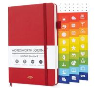 Wordsworth & Black A5 Bullet Dotted Journal 216 Dotted Pages, Hardcover Grid Dot Leather, 120 GSM Paper, Journaling Notebook for Work & Sketching, Journals for Women, Men - Gifts Box Included Red
