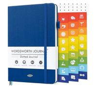 Wordsworth & Black A5 Bullet Dotted Journal 216 Dotted Pages, Hardcover Grid Dot Leather, 120 GSM Paper, Journaling Notebook for Work & Sketching, Journals for Women, Men - Gifts Box Included Blue