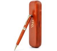 Wordsworth Black Ballpoint Pen Set - Luxury Bamboo Cherrywood Gold Finish, Refillable, Best Pen for Men & Women, Black Ink