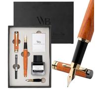 Wordsworth & Black Bamboo Wood Fountain Pen Set, Medium, Extra Fine Nib