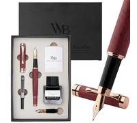 Wordsworth & Black Bamboo Wood Fountain Pen Set, Medium, Extra Fine Nib