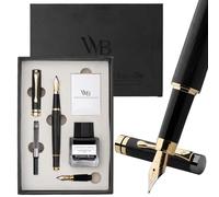 Wordsworth & Black Bamboo Wood Fountain Pen Set, Medium, Extra Fine Nib