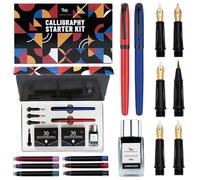 Wordsworth & Black Calligraphy Kit for Beginners, 2 Ink Pens, 5 Nibs, Blue