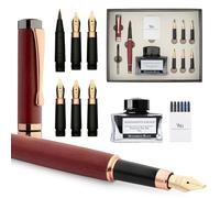 Wordsworth & Black Calligraphy Pen Gift Set, Includes Ink Bottle, 6 Ink Cartridges, Refill Converter, 6 Replacement Nibs, Luxury Bamboo, Journaling, Smooth Writing Pens [Violet Wood]