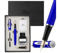 Wordsworth & Black Fountain Pen Gift Set, Medium & Extra Fine Nib, Blue