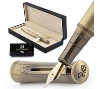 Wordsworth & Black Fountain Pen Set, 18K Gilded Medium Nib, Includes 24 Pack Ink Cartridges, Ink Refill Converter & Gift Box, Gold Finish, Calligraphy, [Bronze], Perfect for Men & Women