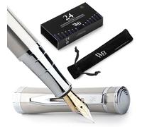 Wordsworth & Black Fountain Pen Set for Writing, Extra Fine Nib, Silver