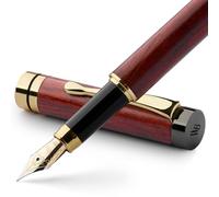 Wordsworth & Black Fountain Pen Set, Luxury Bamboo Wood - Extra Fine Nib, Gift Case; Includes 6 Ink Cartridges, Ink Refill Converter -Journaling, Calligraphy; Drawing, Smooth Writing [Rosewood]