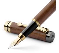 Wordsworth & Black Fountain Pen Set, Luxury Bamboo Wood - Fine Nib, Gift Case; Includes 6 Ink Cartridges, Ink Refill Converter -Journaling, Calligraphy; Drawing, Smooth Writing [Brown Wood]