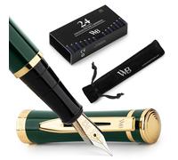 Wordsworth & Black Luxury Fountain Pen Set for Writing, Medium Nib, Green