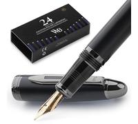 Wordsworth & Black Majesti Fountain Pen-(Black), Luxury Case, 24K Gold Finish; 18K Gilded Medium Nib- Ink Cartridges, Refillable Ink Converter-Calligraphy Pen-Best Business Gift Set for Men & Women