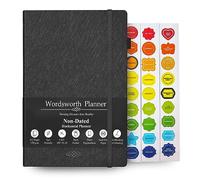 Wordsworth Planner Undated Weekly and Monthly - Dotted Blank Hardcover, Dateless Planner, 5.83 × 8.27In Premium A5 Paper (120GSM) Monthly, Weekly, Yearly Spread Bullet Blackout
