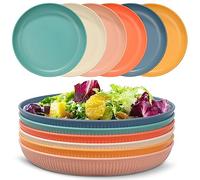 Worephu Lightweight & Unbreakable Dinner Plates Set of 6, Reusable Plastic Plates, 6 Colors Pizza/Pasta/Snack/Salad Dinner Sets for Home, Office, Picnic, Park