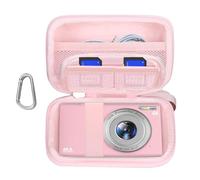 worfty Digital Camera Case for FJFJOPK/for Lecnippy 4K Vlogging Camera/SECHKISS/Fleafer Upgrade FHD 1080P Digital Camera with Mesh Pocket for Accessories SD Card Cable (Case Only) (Pink)