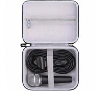 worfty Dynamic Microphone Case for Shure SM58/ BETA 58A/ BETA 57A/ PGA58/ Sennheiser E835 with Storage Space for XLR Cable, Mic Clip, Short Mic Stand and Accessories