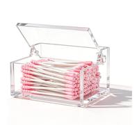 WORHE Acrylic Premium Cotton Bud Holder with Lid Bud Dispenser10x7.05x5.5cm