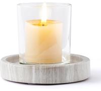 WORHE Candle Holders Italy Premium Natural Marble Candlestick Holder for Jar Pillar Candles Large Round Coaster Plate Jewelry Tray Centerpiece for Wedding Dining Table Home Decor Off-white (WH074)