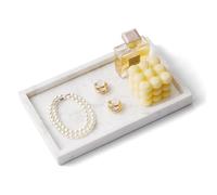 WORHE Italy Marble Vanity Tray for Jewelry, Perfume, Makeup, Candle, White