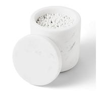 WORHE Marble Canister Natural Marble Cotton Bud Dispenser with Lid Large Capacity Cotton Pad Holder for Cotton Swab, Cotton Ball, Makeup Pad, Bath Salt White (WH051)