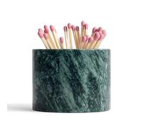 WORHE Marble Match Holder with Striker & Extra Striker Pad - 2.6" x 2" Decorative Matchstick Organizer for Fireplace, Candles, Parlor Cute Match Jar for Home Decor Gift, Matches Not Included Green