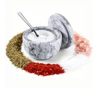 WORHE Marble Storage Jar with Lid, Salt Shaker, Coffee Jar, Sugar Shaker, Honey Dispenser, Suitable for Salt, Pepper, Paprika and Herb Powder, Jewelry, Accessories and Home Decor, White (UKN48)