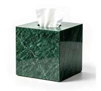 WORHE Marble Tissue Box Holder, Square Cube Tissue Box Cover with Open Bottom, Facial Tissue Holder for Bathroom Vanity Tops, Bedroom Dressers, Kitchen Countertop, Green (UKN56)