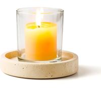 WORHE Natural Marble Candlestick Holder Candle Holders Italy Premium for Jar Pillar Candles Large Round Coaster Plate Jewelry Tray Centerpiece for Wedding Dining Table Home Decor (WH063)