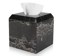 WORHE Natural Marble Tissue Box Holder Black