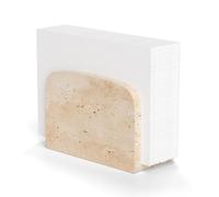 WORHE Travertine Napkin Holder for Table, Natural Stone Standing Napkin Dispenser for Cocktail Tissue & Paper for Dining, Kitchen Countertop Organizer All Dining Room & Home Decor Beige (WH083)