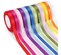 woric 12 Rolls Multicolor Satin Ribbon, 22m*6mm Thin Ribbon for Gift Wrapping, Rainbow Satin Ribbon for Wedding Party Decorations, Floral Bouquets, Hair Bows, Birthday, Holiday, DIY Ribbon Wands