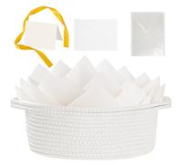 Woric Gift Basket Kit, 30 * 20 * 13cm Woven Hamper Basket, White | Gift Hamper Basket with Cellophane Wrap Ribbon Card & Tissue Paper, Small Woven Basket for Gifts Baby Shower Birthday Wedding