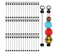 worien 50pcs Blank Beadable Keychain Bars,Metal DIY Bead Keychain Bar Charms Easy to Detachable Beaded Key for Craft Item