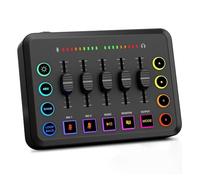 worien Gaming Audio Mixer, Streaming RGB PC Mixer with XLR Microphone Interface, Volume Fader, 48V Phantom Power for Podcast