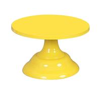 worien Metal Iron Cake Stand Round Pedestal Dessert Holder Cupcake Display Rack Bakeware for Birthday Wedding (Yellow S)