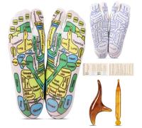 Worive Reflexology Socks Set with Tool, 2 Pairs Reflexology Socks Feet with Tool, Chiro Socks Acupuncture with Trigger Point Herramia